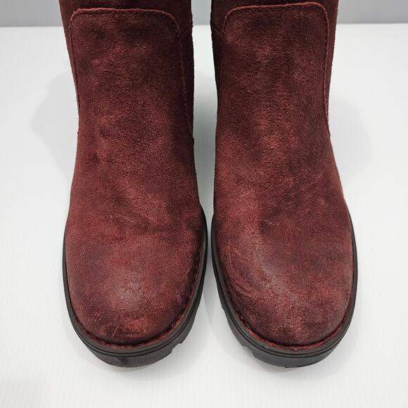 Born Graci Colors Ankle Bootie Size 8.5 Dark Brick Distressed Suede Chelsea Lug - Picture 5 of 14